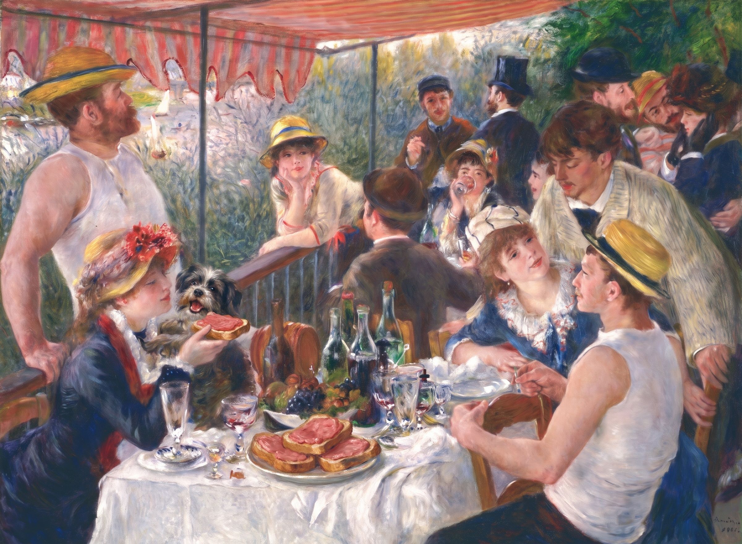 De lunch van de roeiers (wij, straks), naar Pierre-Auguste Renoir, 1881