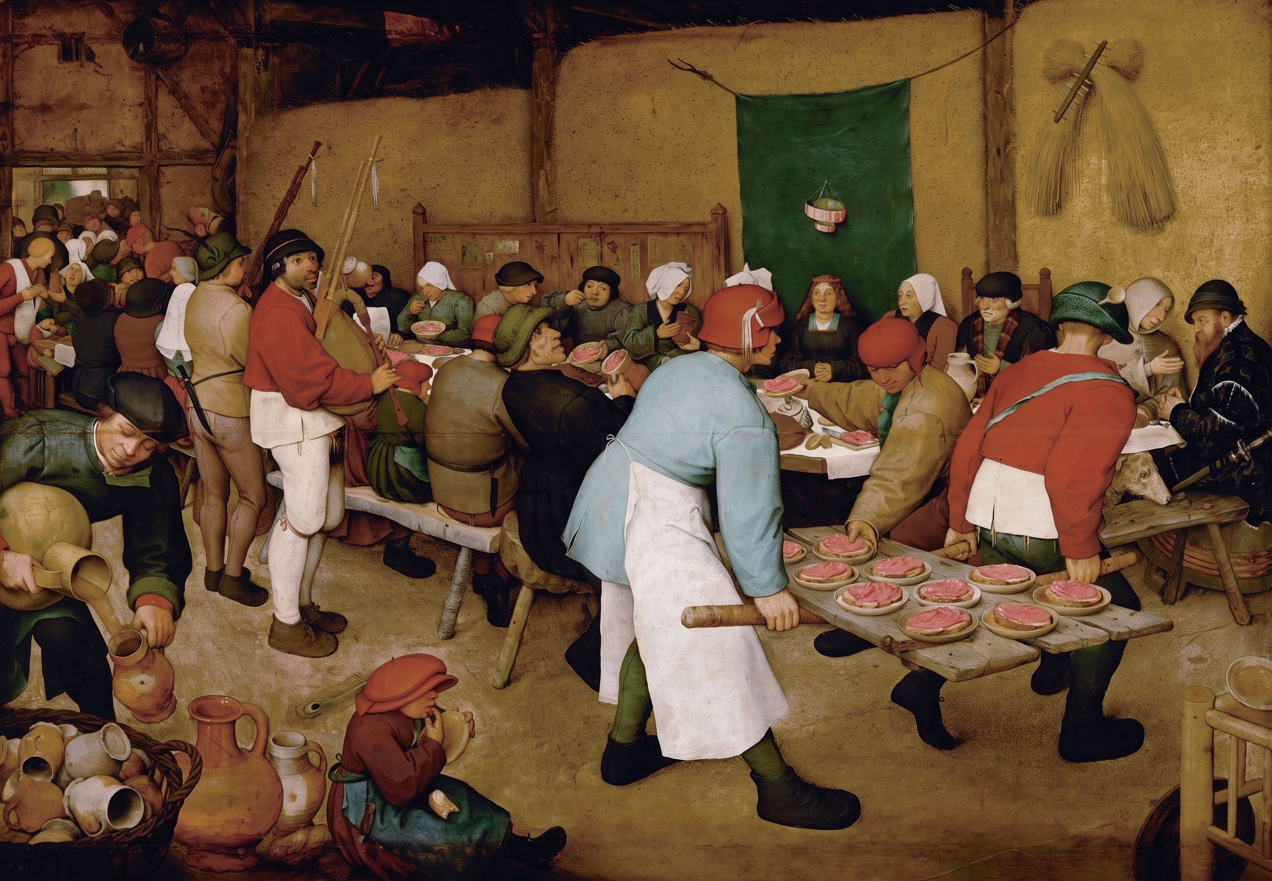 De boerenbruiloft, het buffet, naar Pieter Bruegel de Oude, 1567