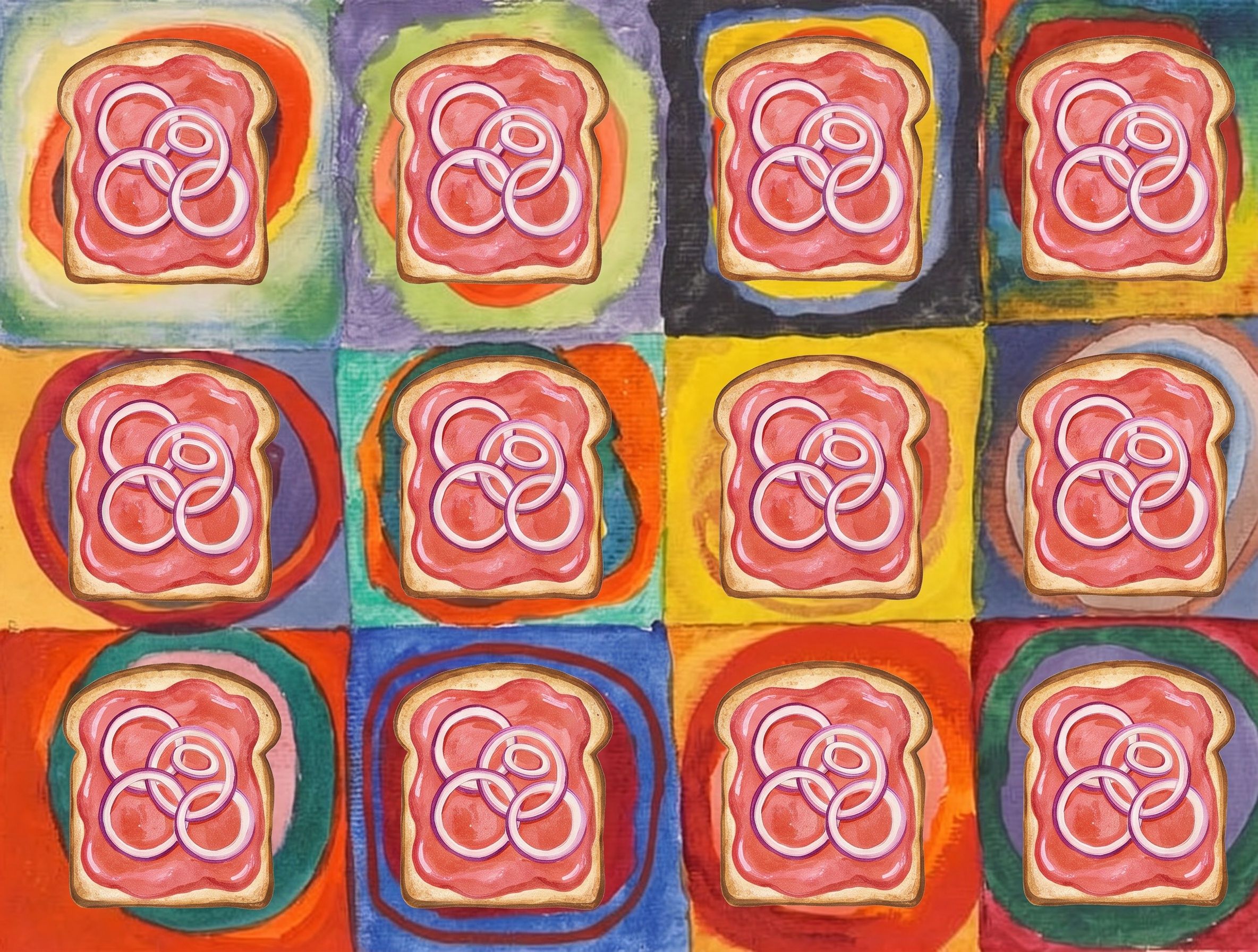 Twaalf toastjes van boven, naar Wassily Kandinsky, 1913