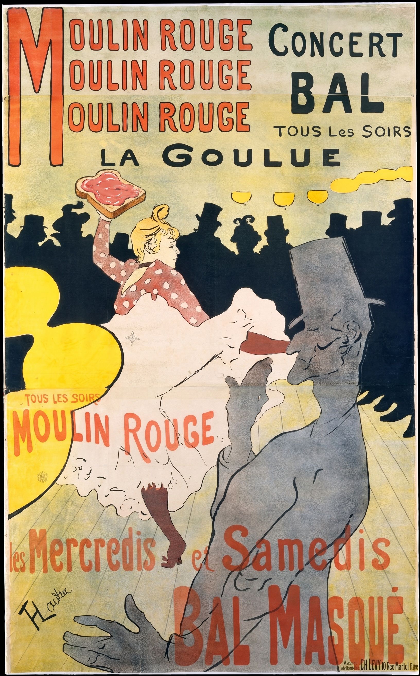 Moulin Rouge, met toast, naar Henri de Toulouse-Lautrec, 1891