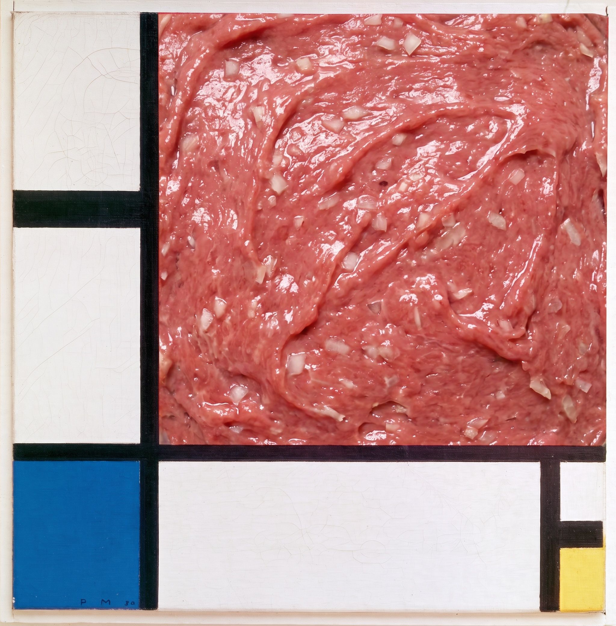 Compositie met filet, blauw en geel, naar Piet Mondriaan, 1930