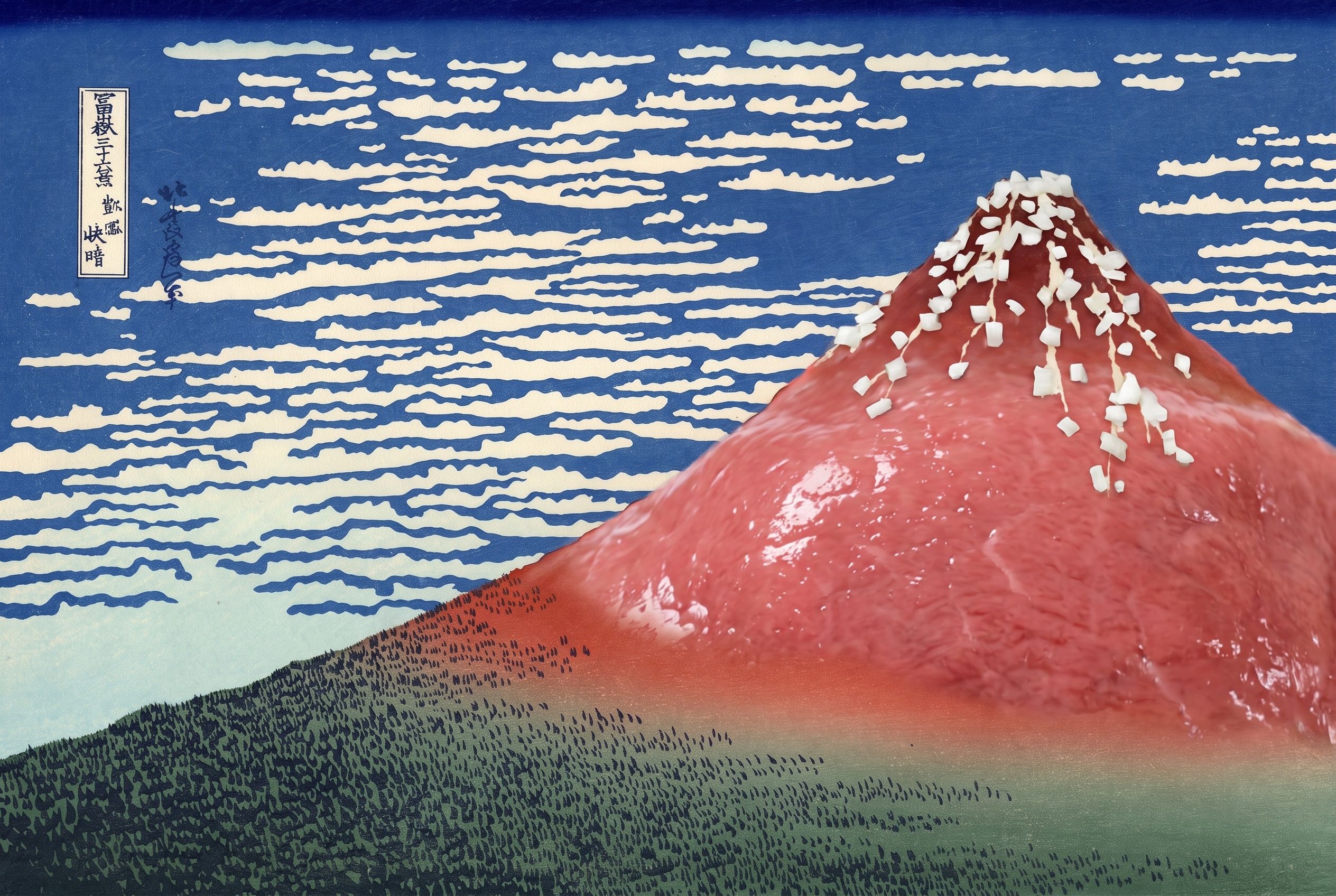 Rode Fuji, gemalen, naar Katsushika Hokusai, ca. 1831