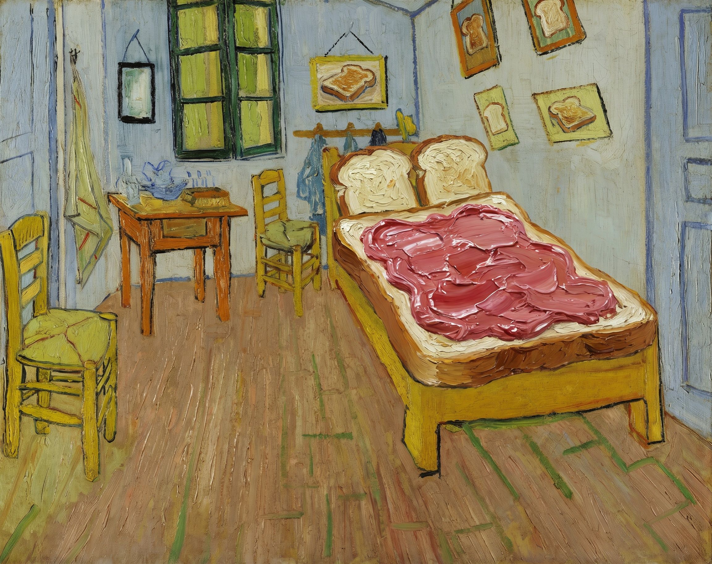 De slaapkamer, opgemaakt, naar Vincent van Gogh, 1888