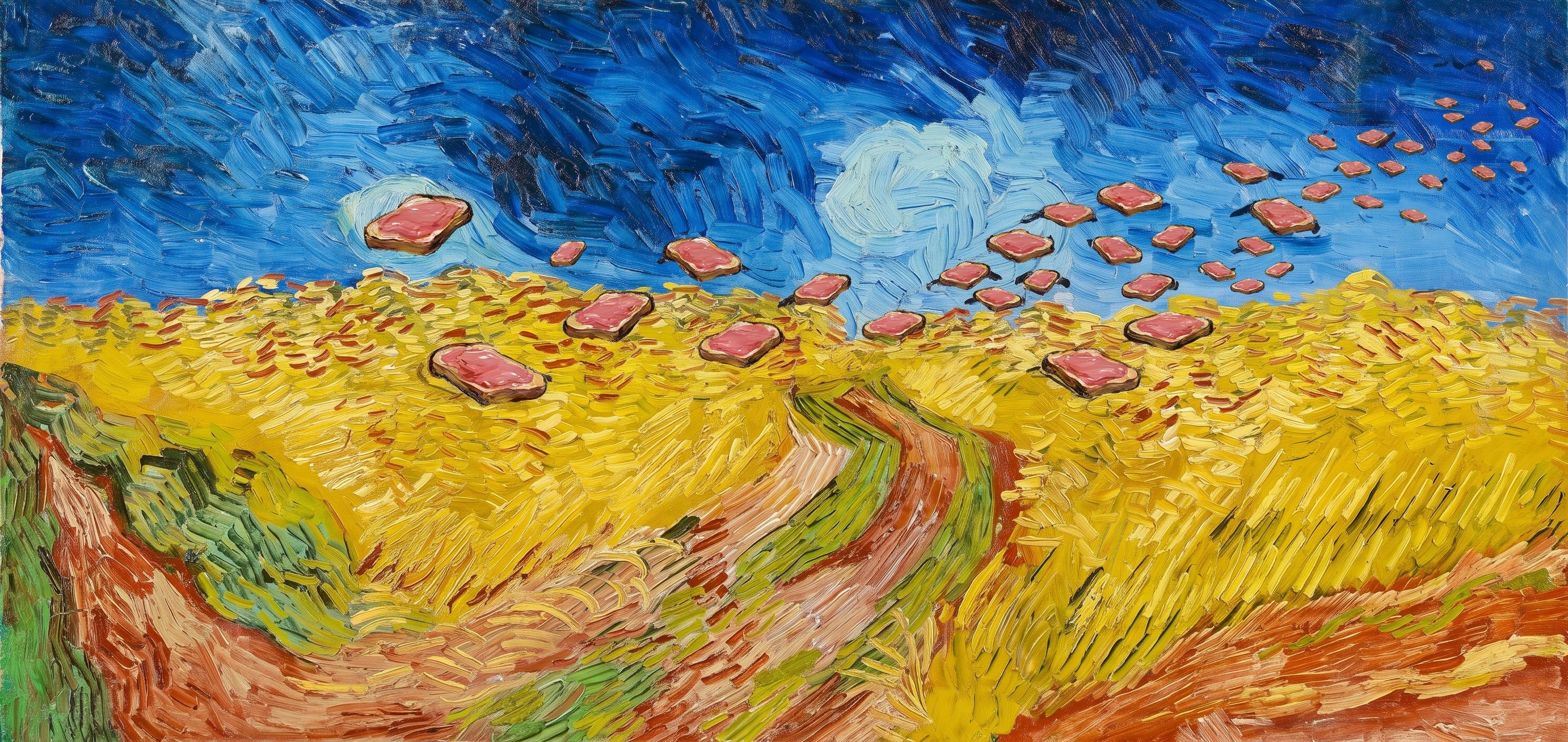 Korenveld met toast, naar Vincent van Gogh, 1890